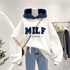 Women’s Oversized Patchwork Sweatshirt – Winter Streetwear Hoodie