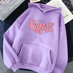 Bratz Letter Print Hoodie – Unisex Streetwear Sweatshirt | Cozy Fleece Pullover for Autumn & Winter