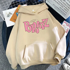 Bratz Letter Print Hoodie – Unisex Streetwear Sweatshirt | Cozy Fleece Pullover for Autumn & Winter