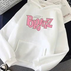 Bratz Letter Print Hoodie – Unisex Streetwear Sweatshirt | Cozy Fleece Pullover for Autumn & Winter