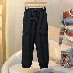 Plus Size Spring/Autumn New Straight Drawstring Design Casual Slimming Sports Joggers