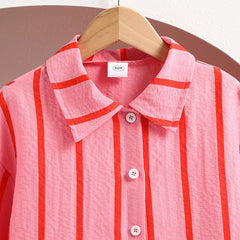 Girls’ Striped Fashion Clothing Set – Coat & Long Pants