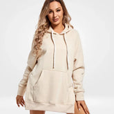 Women’s Hooded Fleece Sweatshirt – Split Shoulder Sleeve, Casual Pure Color | 2025 Autumn/Winter