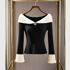 Fashion New 2025 Sweater Women Autumn High Quality Temperament Long Sleeve Waist Knitwear Female Pullover Bottoming Shirt Tops