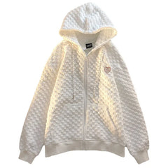 woman sweater autumn/winter hooded zipper cardigan solid color drawstring woman's coat