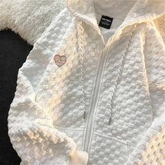 woman sweater autumn/winter hooded zipper cardigan solid color drawstring woman's coat