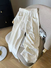 Japanese Casual Wide Leg Pants Women Summer High Waist Thin Loose Jogging Pants Y2K Baggy All Match Straight Trousers