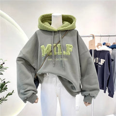 Women’s Oversized Patchwork Sweatshirt – Winter Streetwear Hoodie