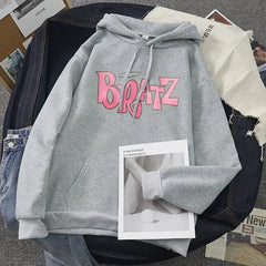 Bratz Letter Print Hoodie – Unisex Streetwear Sweatshirt | Cozy Fleece Pullover for Autumn & Winter