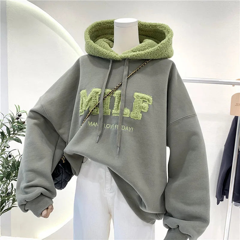 Women’s Oversized Patchwork Sweatshirt – Winter Streetwear Hoodie