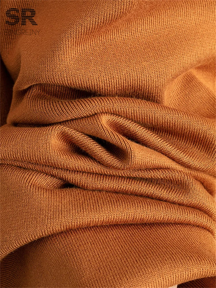 SINGREINY Autumn Fashion Knit Loose Suits Women O Neck Belt Design Pullovers+Wide Legs Long Pants Winter Causal Thick 2PC Set