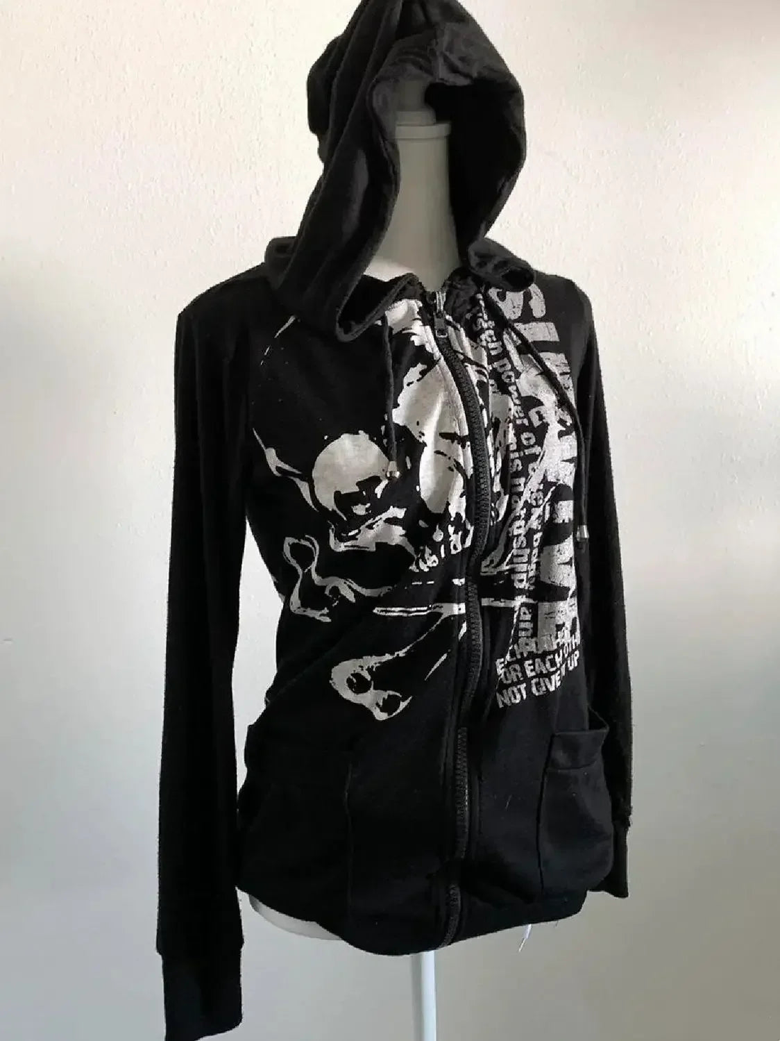 2025 Women’s Blue Gothic Retro Sweatshirt – Y2K Slim Cardigan Jacket