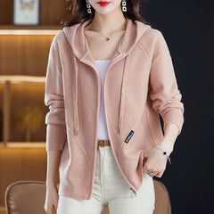Women Knitted Sweater Cardigan Jacket 2025 New Solid Hooded Zipper Sweater Coat Female Knitwear Casual Tops Female Jackets