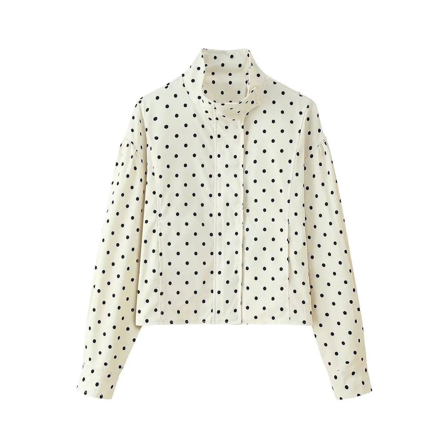 TFAFXY Women’s Vintage Casual Polka Dot Jacket – Autumn Streetwear Outwear