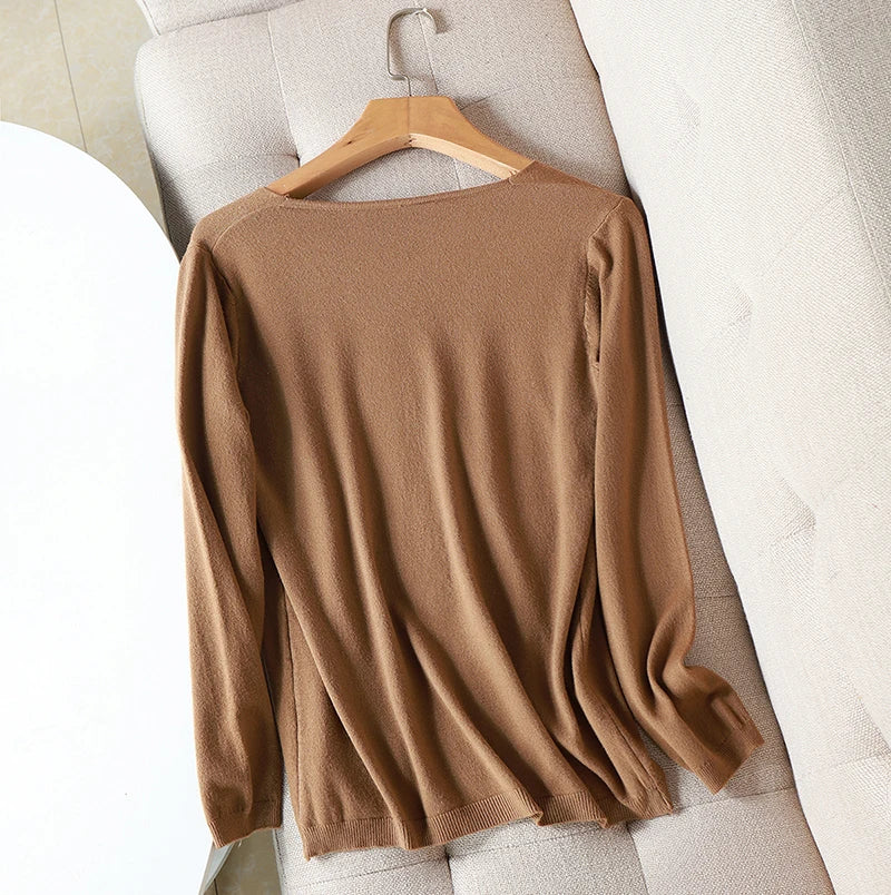 2025 autumn winter Sweater Knitted Pullover women v-neck oversize sweater female loose long sleeve sweater top Jumper
