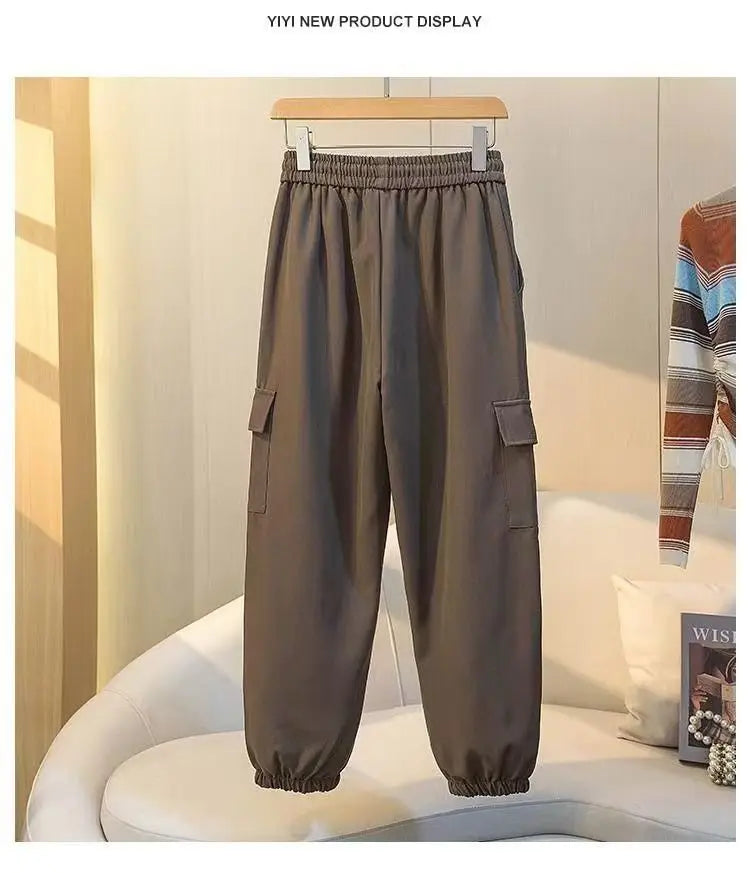 Plus Size Spring/Autumn New Straight Drawstring Design Casual Slimming Sports Joggers