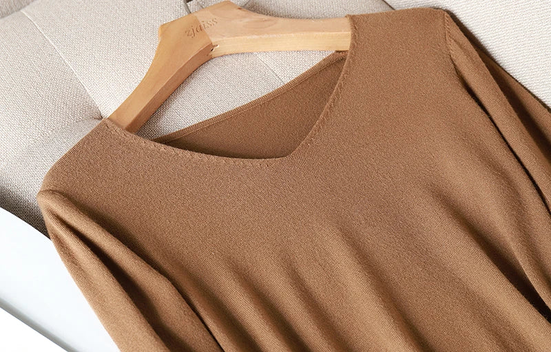 2025 autumn winter Sweater Knitted Pullover women v-neck oversize sweater female loose long sleeve sweater top Jumper