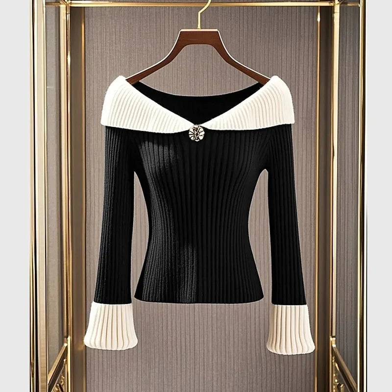 Fashion New 2025 Sweater Women Autumn High Quality Temperament Long Sleeve Waist Knitwear Female Pullover Bottoming Shirt Tops
