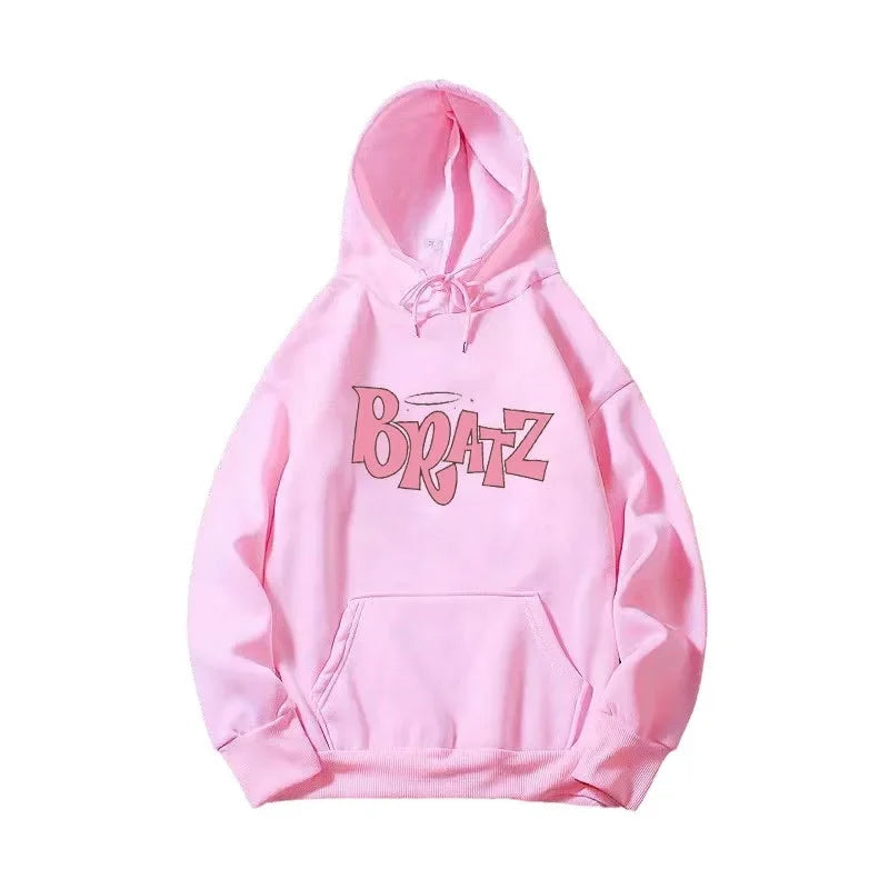Bratz Letter Print Hoodie – Unisex Streetwear Sweatshirt | Cozy Fleece Pullover for Autumn & Winter