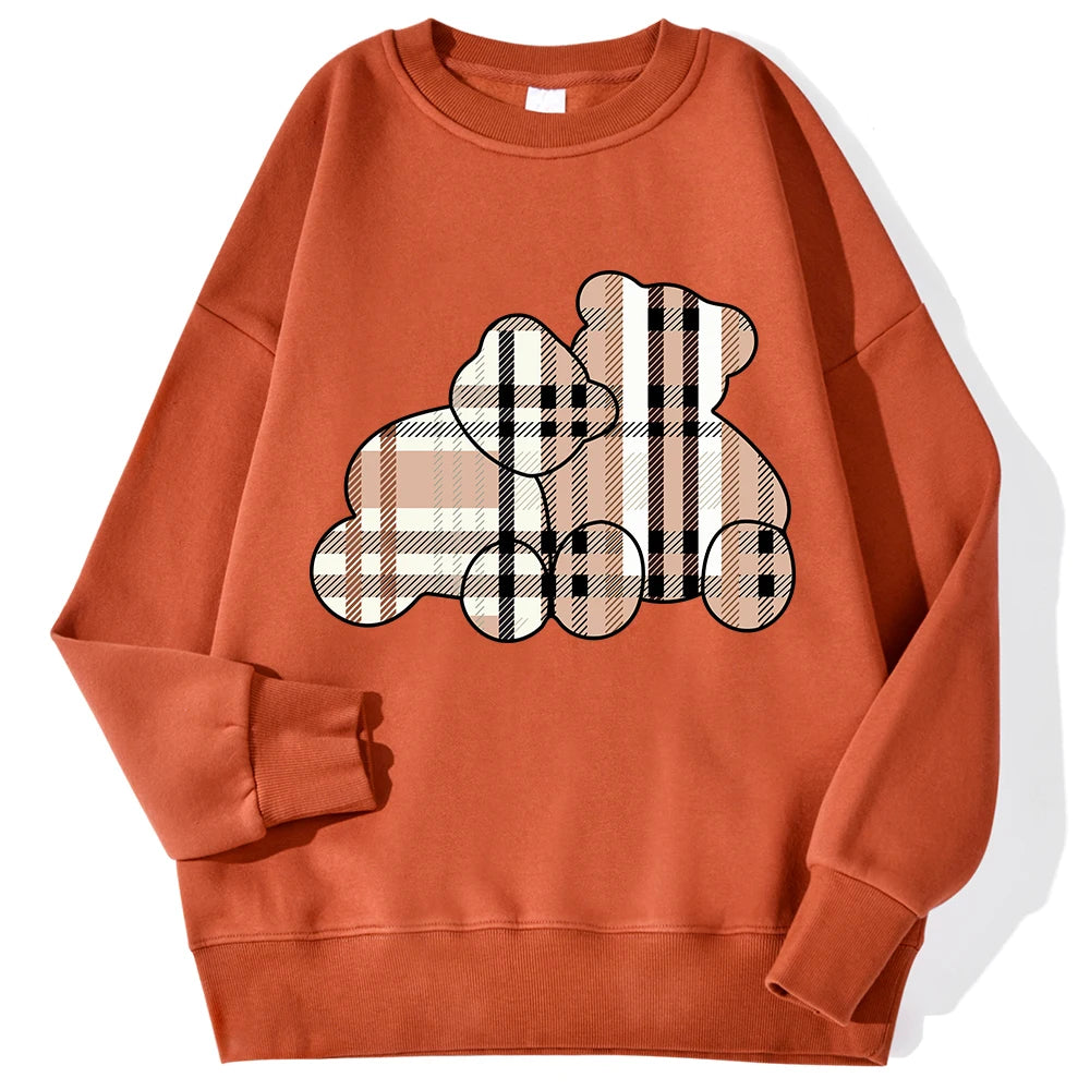 Women’s Teddy Bear Print Sweatshirt – Soft Fleece Pullover Crewneck, Loose Fit Casual Hoodie Top
