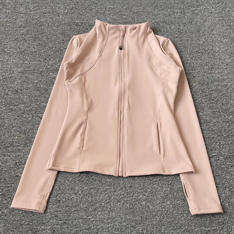 Women’s Quick-Dry Stand Collar Fitness Jacket – Slim Fit Zip-Up Yoga, Running, Cycling & Sports Top
