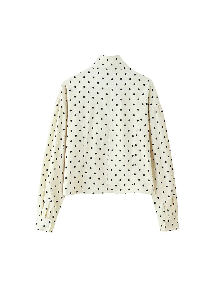 TFAFXY Women’s Vintage Casual Polka Dot Jacket – Autumn Streetwear Outwear