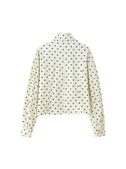 TFAFXY Women’s Vintage Casual Polka Dot Jacket – Autumn Streetwear Outwear