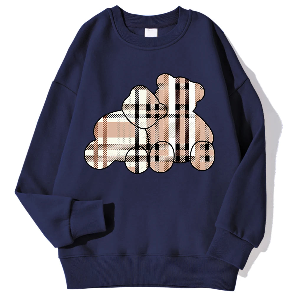 Women’s Teddy Bear Print Sweatshirt – Soft Fleece Pullover Crewneck, Loose Fit Casual Hoodie Top