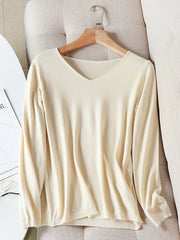 2025 autumn winter Sweater Knitted Pullover women v-neck oversize sweater female loose long sleeve sweater top Jumper