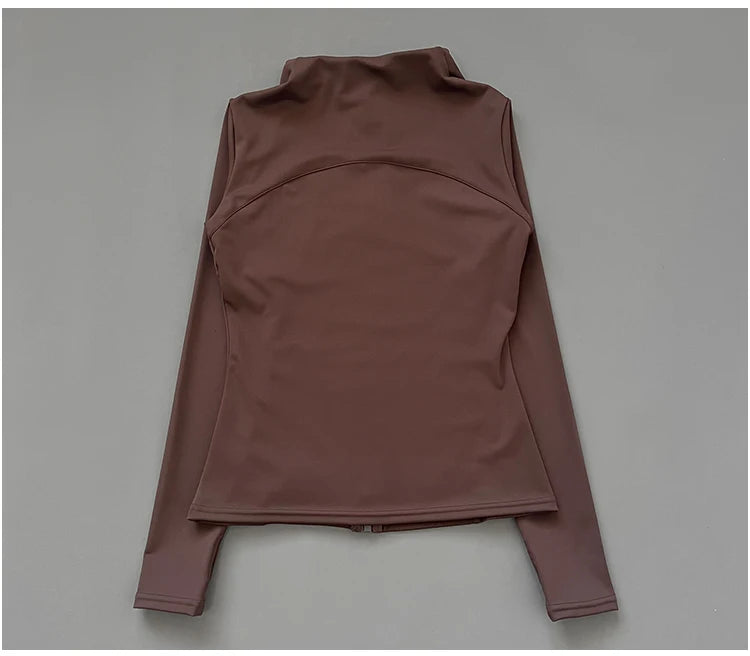 Women’s Quick-Dry Stand Collar Fitness Jacket – Slim Fit Zip-Up Yoga, Running, Cycling & Sports Top