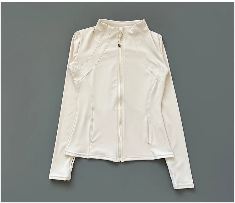 Women’s Quick-Dry Stand Collar Fitness Jacket – Slim Fit Zip-Up Yoga, Running, Cycling & Sports Top
