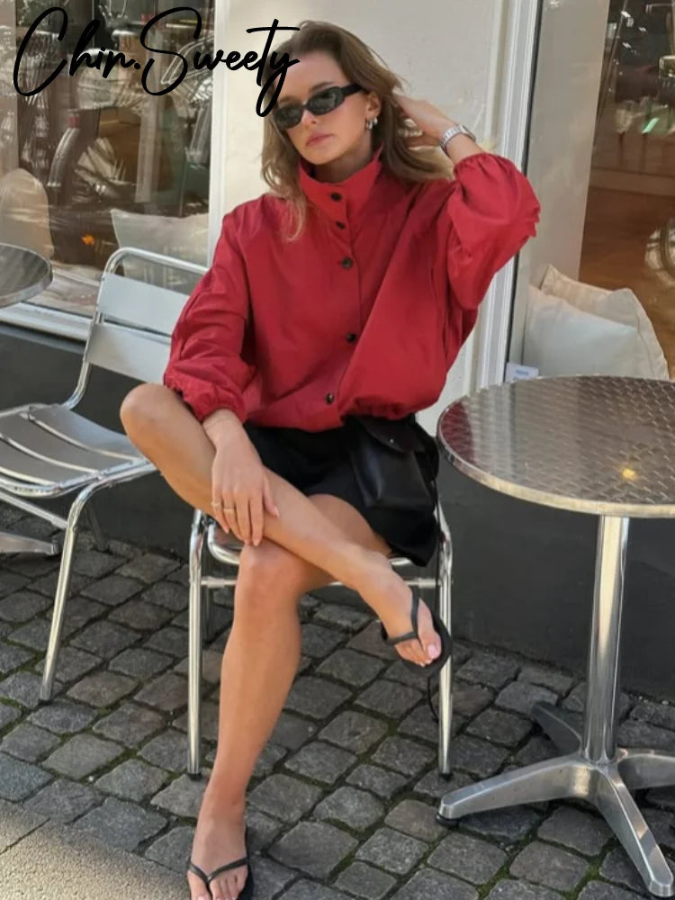 Women’s Casual Lightweight Jacket – Solid Color, Single Breasted, Zipper, Long Sleeve, Loose Fit Coat, Autumn 2025 Outwear