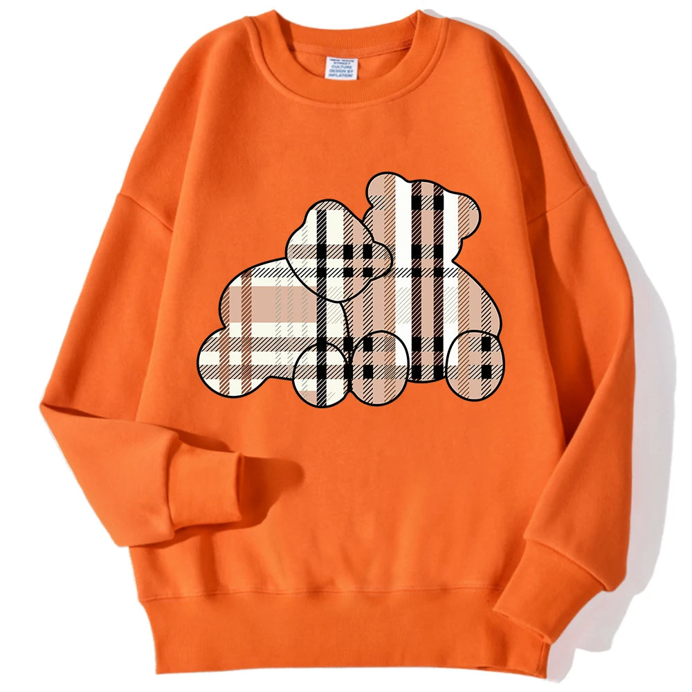 Women’s Teddy Bear Print Sweatshirt – Soft Fleece Pullover Crewneck, Loose Fit Casual Hoodie Top