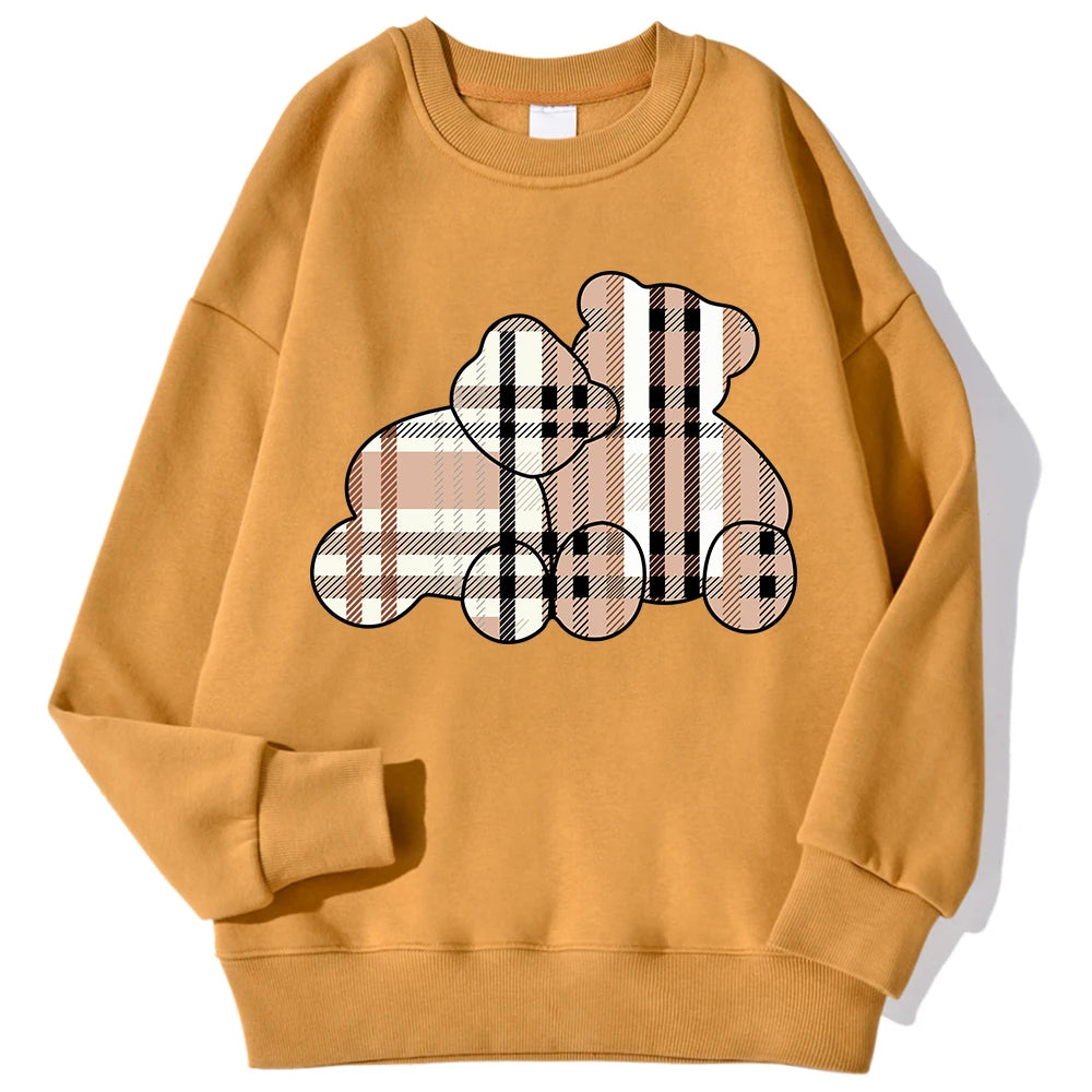 Women’s Teddy Bear Print Sweatshirt – Soft Fleece Pullover Crewneck, Loose Fit Casual Hoodie Top