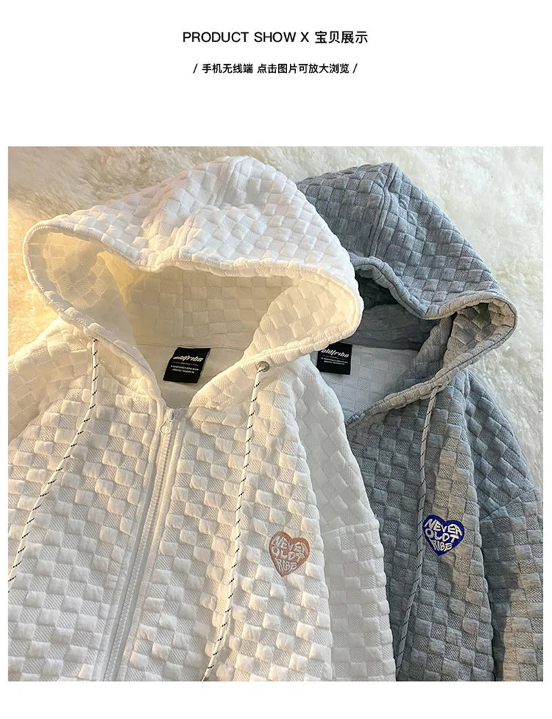 woman sweater autumn/winter hooded zipper cardigan solid color drawstring woman's coat
