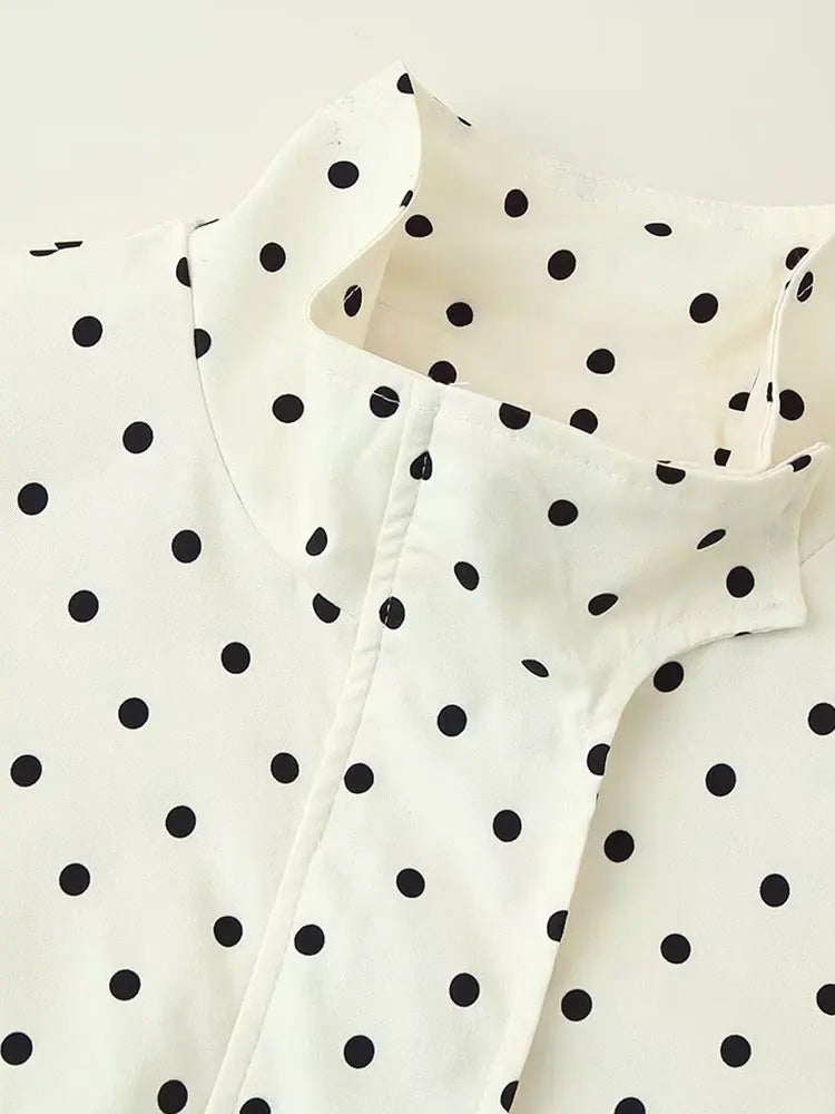 TFAFXY Women’s Vintage Casual Polka Dot Jacket – Autumn Streetwear Outwear