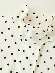 TFAFXY Women’s Vintage Casual Polka Dot Jacket – Autumn Streetwear Outwear