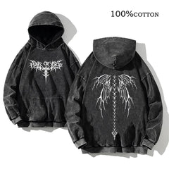 Y2k Print Hoodie Soft Slight Stretch Casual Long Sleeve Cotton Pullover Sweatshirt With Hood Regular Fit Machine Washable Unisex