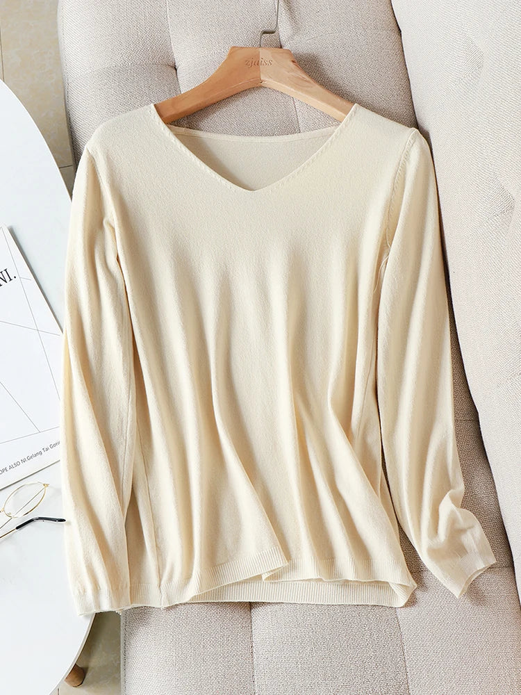 2025 autumn winter Sweater Knitted Pullover women v-neck oversize sweater female loose long sleeve sweater top Jumper