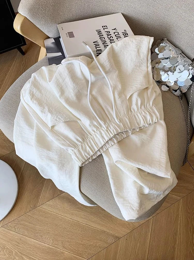 Japanese Casual Wide Leg Pants Women Summer High Waist Thin Loose Jogging Pants Y2K Baggy All Match Straight Trousers
