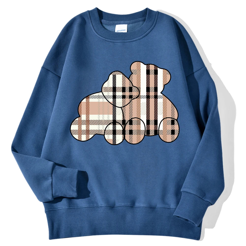 Women’s Teddy Bear Print Sweatshirt – Soft Fleece Pullover Crewneck, Loose Fit Casual Hoodie Top