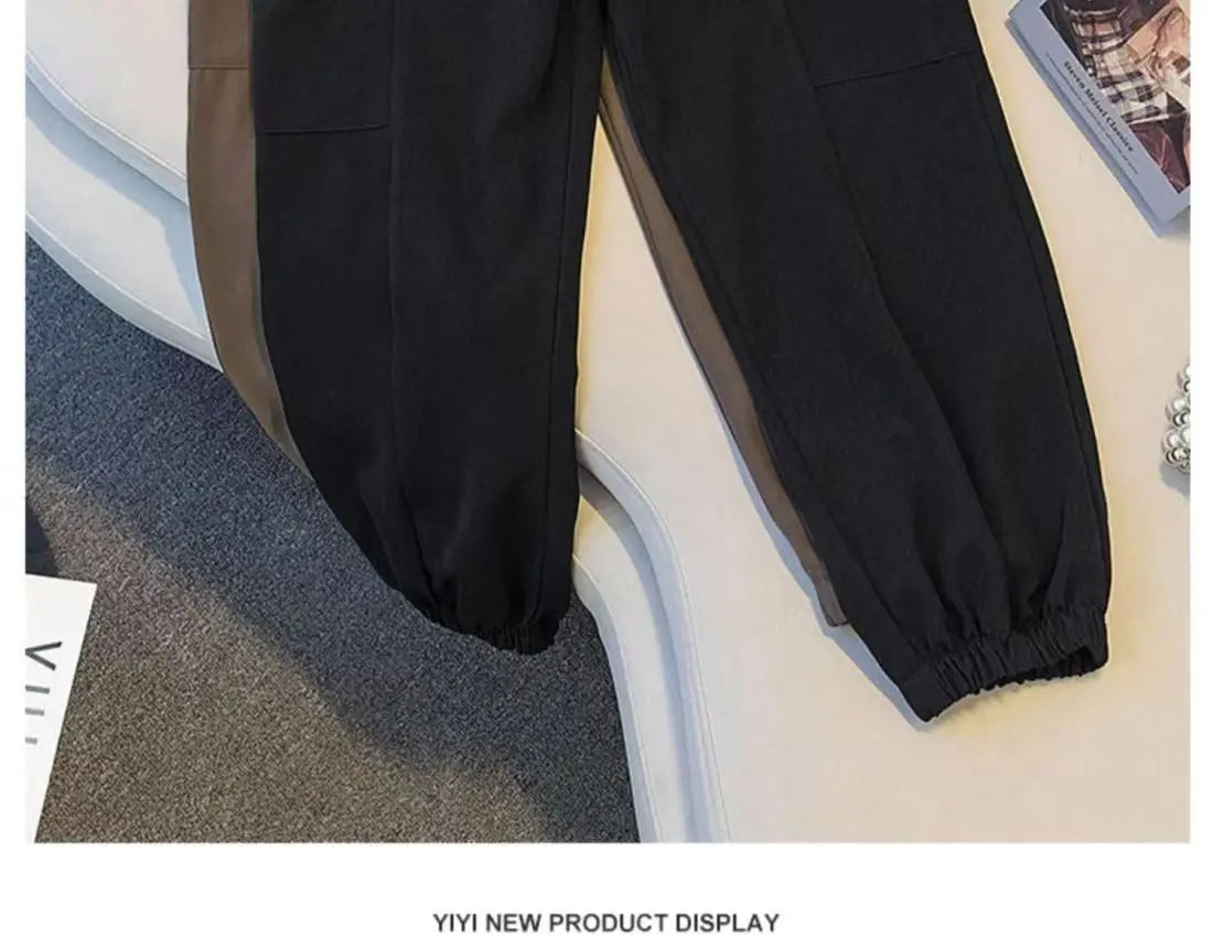 Plus Size Spring/Autumn New Straight Drawstring Design Casual Slimming Sports Joggers