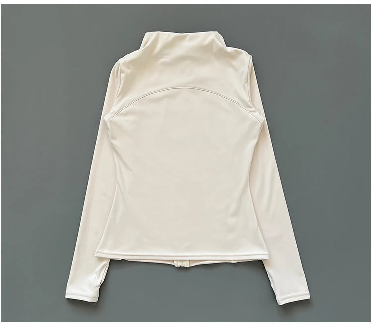 Women’s Quick-Dry Stand Collar Fitness Jacket – Slim Fit Zip-Up Yoga, Running, Cycling & Sports Top