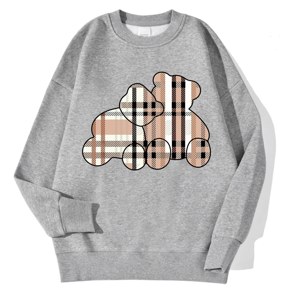 Women’s Teddy Bear Print Sweatshirt – Soft Fleece Pullover Crewneck, Loose Fit Casual Hoodie Top