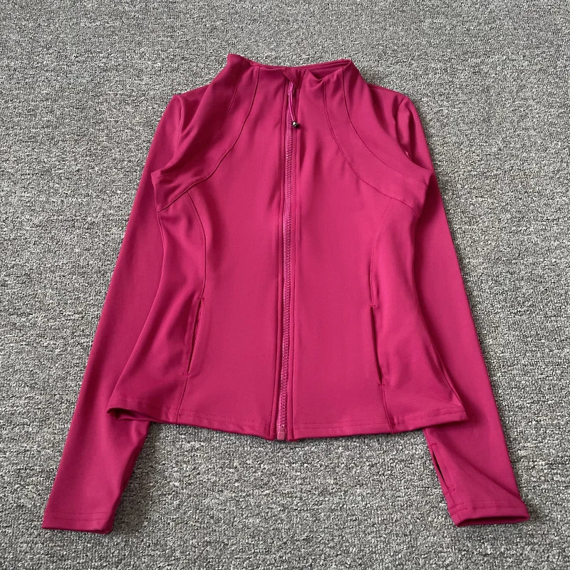 Women’s Quick-Dry Stand Collar Fitness Jacket – Slim Fit Zip-Up Yoga, Running, Cycling & Sports Top