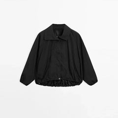 Women’s Casual Lightweight Jacket – Solid Color, Single Breasted, Zipper, Long Sleeve, Loose Fit Coat, Autumn 2025 Outwear