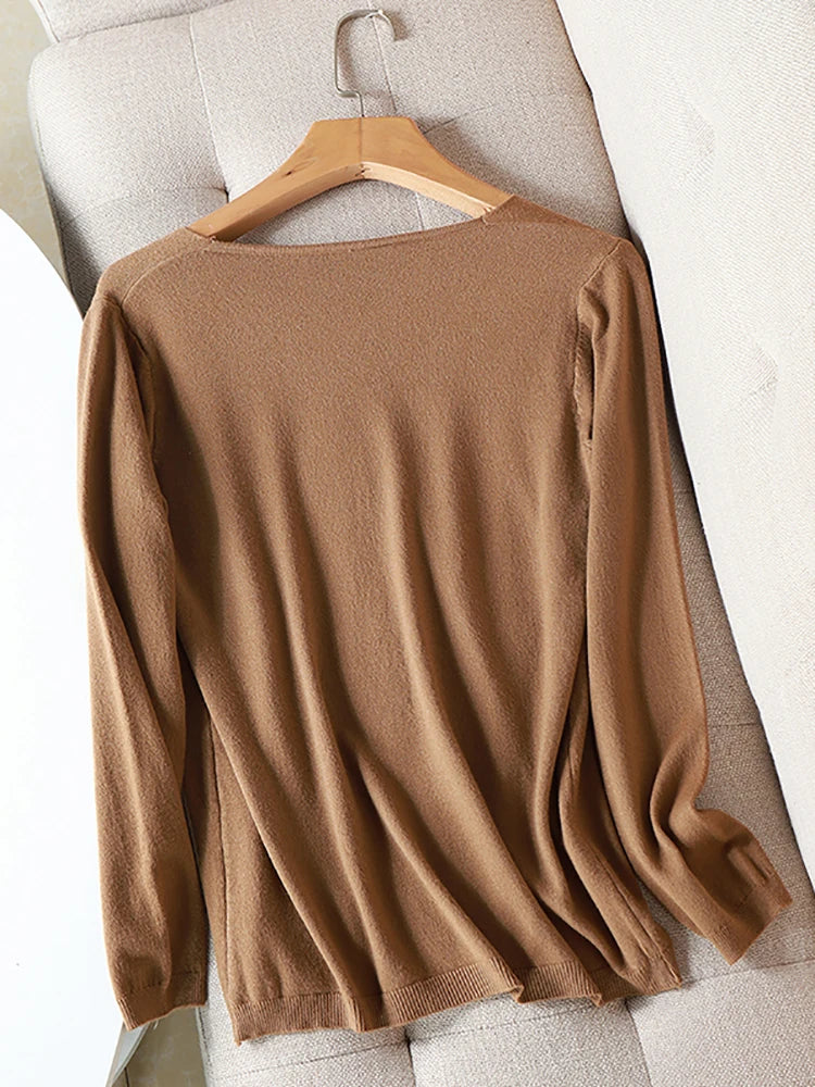 2025 autumn winter Sweater Knitted Pullover women v-neck oversize sweater female loose long sleeve sweater top Jumper