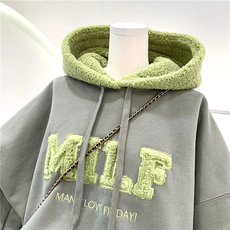 Women’s Oversized Patchwork Sweatshirt – Winter Streetwear Hoodie