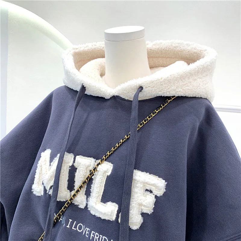 Women’s Oversized Patchwork Sweatshirt – Winter Streetwear Hoodie