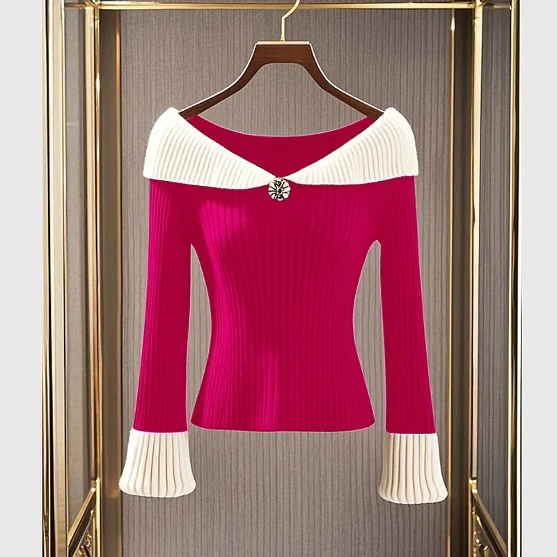 Fashion New 2025 Sweater Women Autumn High Quality Temperament Long Sleeve Waist Knitwear Female Pullover Bottoming Shirt Tops